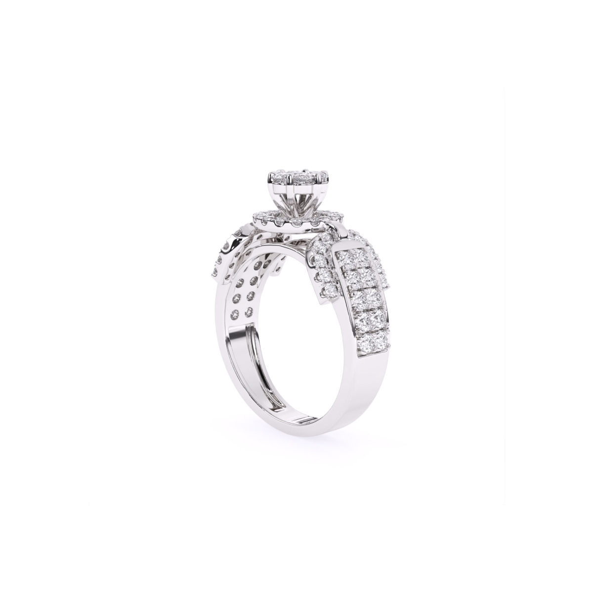 Round Accents Halo Lab Grown Diamond Ring